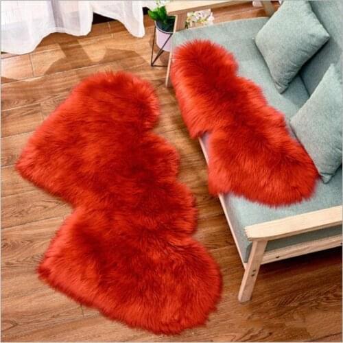 Wedding Room Carpet Heart to Heart Lovers Imitation Wool Rug Sofa foot mat Living Room Bedroom Bedside Rug Fluffy Plush Faux Fur
