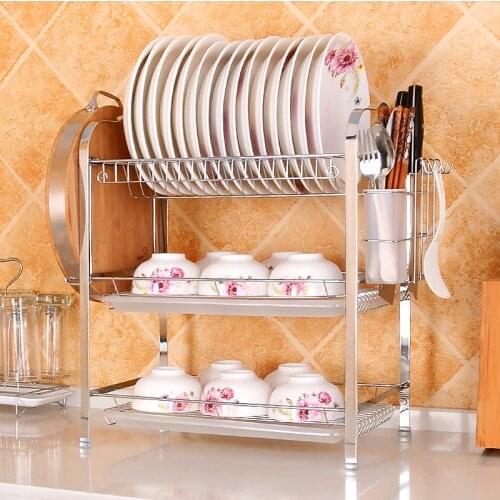 3 Layer Dish Drain Rack Cutlery Stand Shelf Cutlery Dish Rack Kitchen Cutlery Rack Drain Storage Rack Shelf Kitchen Accessories