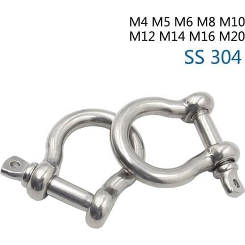 1-5pcs/Lot Stainless Steel U-Bolts Bow Shackle M10/M12/M16/M20 Type U Sling Screw Rope Bolt Shackle Cufflinks