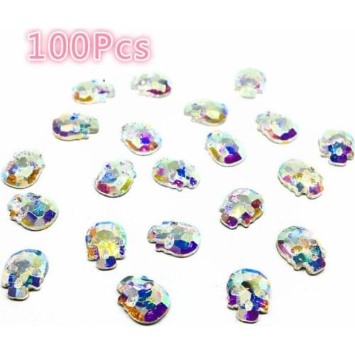 Skull Nail Decorations Glass Diamonds Rhinestones Halloween Nail Charms Strass Nail Supplies Rock Punk Crystals Nails Art
