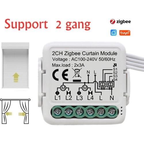 ZigBee/Wifi Smart Curtain Switch Module 2 Gang For Motorized Roller Shutter Blinds Motor Tuya Smart Life Alexa Echo Google Home