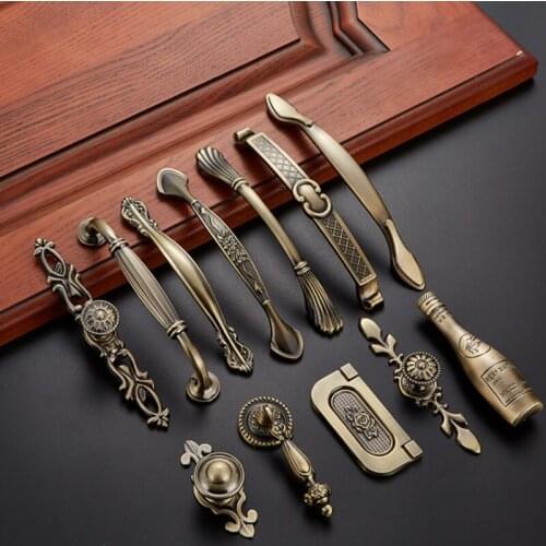 Vintage Green Bronze Cabinet Handle Variety Style Antique color Closet Cupboard Handle Zinc Alloy Door Handle For Interior Doors