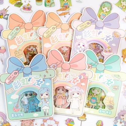 Yoofun 30pcs/pack Kawaii Waterproof PET Stickers Cute Decoration Label for Scrapbooking Journals Cup Planner School Office DIY