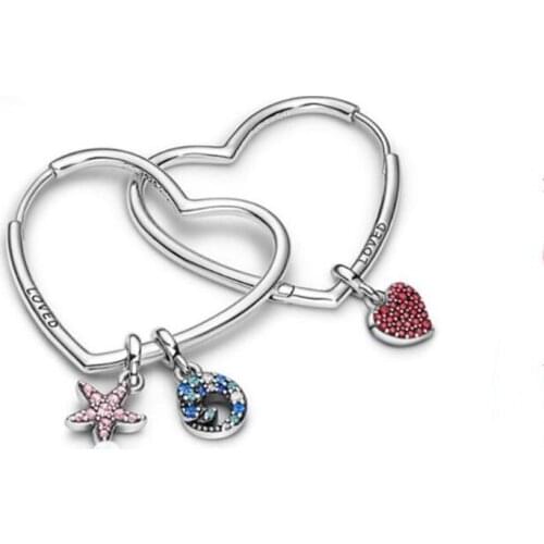 925 Sterling Silver Pan Earring Large Asymmetric Hearts Of Love Earrings For Women Wedding Gift Fashion Jewelry