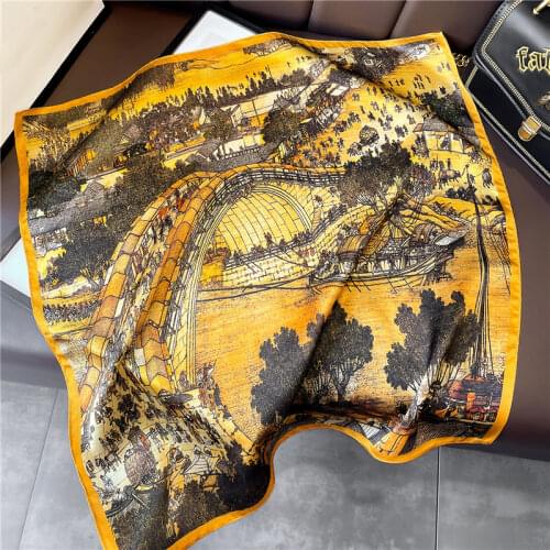 New 100% Pure Silk Scarf 2020 Women Pashmina Foulard Square Small Headband Fashion Print Neckerchief Scarves Bandana Hijab