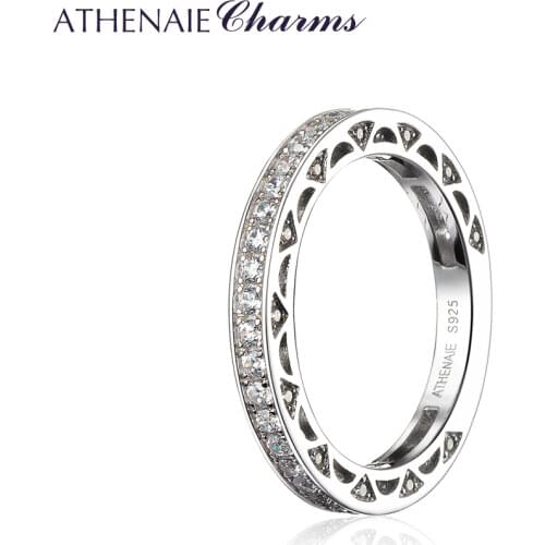 ATHENAIE 925 Sterling Silver Cubic Zirconia Stackable Ring Eternity Bands for Women Wedding Color White
