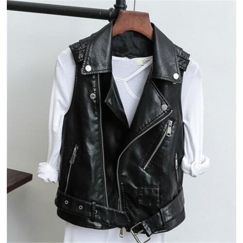 New Pu Leather Waistcoat Women Motorcycle Vests Coats Sleeveless Jackets Plus Size 4xl Outerwear Overcoats Spring Waterproof