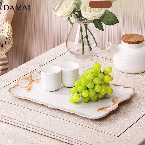 Gold Inlay Bowknot Decorative Trays Nordic Modern Cake Dessert Display Plates Hotel Restaurant Serving Tray Kitchen Organizer