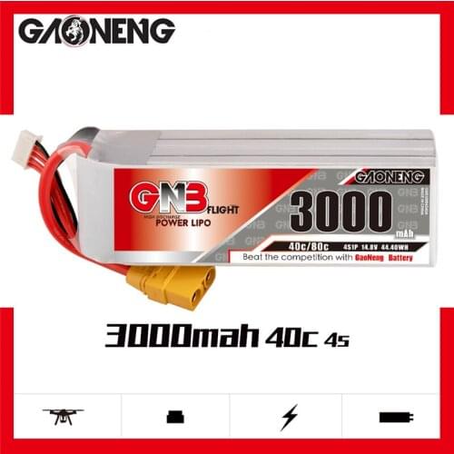 1-2pcs GNB 3000mAh 14.8V 4S 40C/80C Lipo Battery With T/XT60/XT90 Plug For RC Helicopter Quadcopter FPV Racing Drone Parts