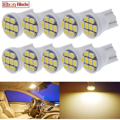 10Pcs 4300K Warm White Car Light T10 W5W Led Wedge Bulb 1210 8SMD Auto Dome Reading Parking Sidemarker Sidelight Lamp Bulbs 12V