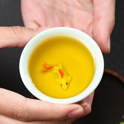 2pcs/set or 6pcs/set Personal Single Cup Kitchen Drinking Tool Goldfish Colorful Kungfu Tea Cup Celadon Teaware Teacup