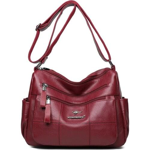 2 Layers Casual Shoulder Bags High Quality Multi Pockets Soft Leather Crossbody Bags for Women 2021 Designer Luxury Handbags