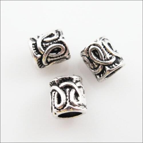 40 New Charms Tibetan Silver Tone Flower Round Tube Spacer Beads 7mm