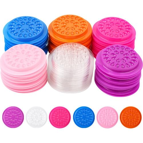 50/100PCS Eyelash Glue Holder Pallet Eyelash Extension Glue Pads Disposable Glue Plastic Flower Gasket Holder Makeup Tools