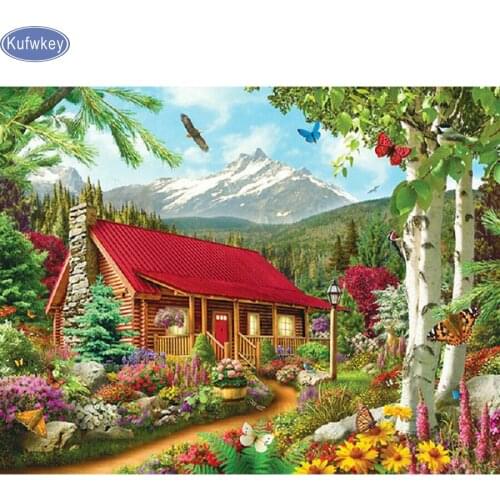 5D needlework Diy diamond painting cross stitch kits full square diamond embroidery Mosaic garden house pattern Home Decor