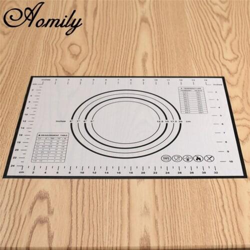Aomily 40*30cm Silicone Dough Mat Bakeware Pastry Oven Pasta Tool Baking Sheet Tray Liner Mat Cake Pad Non-stick with Scale