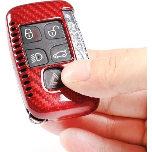 Red Real Carbon Fiber Car Key Shell Cover For Land Rover Discovery sport LR4 For Range Rover Sport Vogue Evoque For Jaguar XE XF