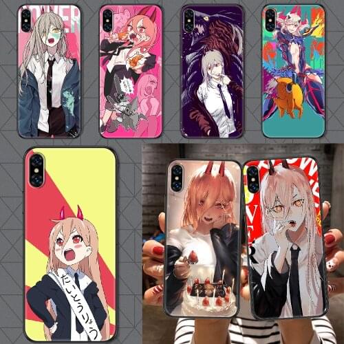 Chainsaw Man Power Phone Case Cover Hull For iphone 5 5s se 2 6 6s 7 8 12 mini plus X XS XR 11 PRO MAX black soft waterproof