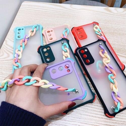 Phone Case For Samsung Galaxy S20 FE S10 Plus S21 Ultra S10E S8 S9 Note 20 10 8 9 Lite With bracelet Matte Protection Cover Case