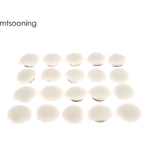 Mtsooning 20Pcs 1Inch 25mm Polish Waxing Pad Round Plush Wool Polishing Wheel Disk Sheets Pads Car Buffing Wax Glass Polishing
