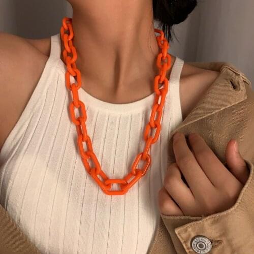 European and American Fashion Trend Punk Hip Hop Clavicle Chain Necklace Personality All-match Chain Acrylic Necklaces for Women