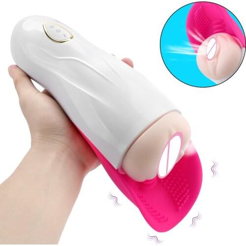 Artificial Vagina Penis Training Aircraft Cup Glans Stimulate Massager Tongue Licking Sucking Vibrator Male Masturbation Cup