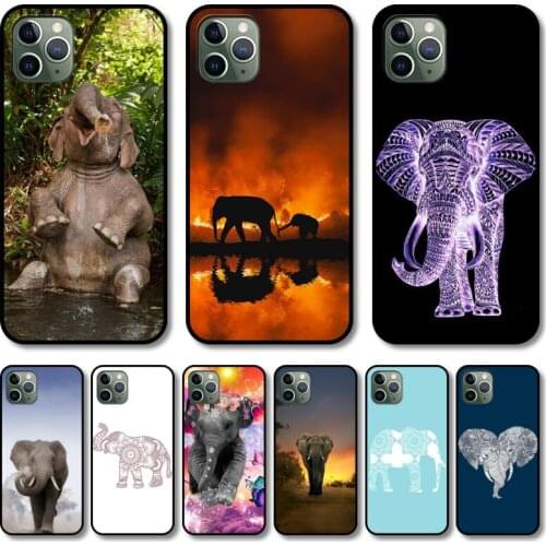 Beauty elephant Phone Case cover For iphone 12 pro max 11 8 7 6 s XR PLUS X XS SE 2020 mini black cell shell