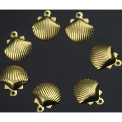 12.3 * 10.5MM brass jewelry copper color single side hanging concave shell necklace pendant bracelet bracelet pendant accessory