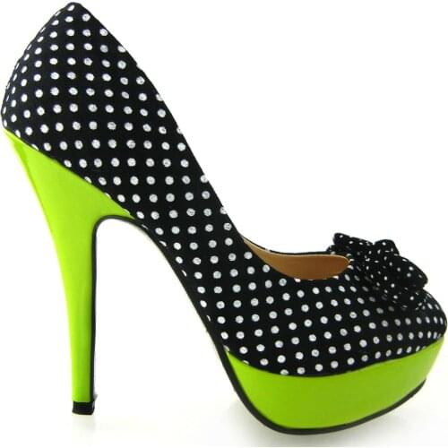 LF30426 Womens Fashion Polka Dots Bow High Heel Platform Stiletto Club/Party Pumps Shoes
