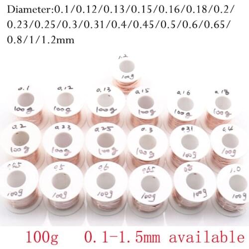 0.11mm 0.35mm 0.5mm 1mm 1.25mm copper wire Magnet Wire Enameled Copper Winding wire Coil Copper Wire Winding wire Weight 100g