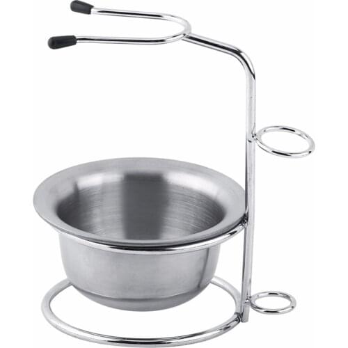 Fashionable Men Shave Tool Kit Stainless Steel Shaving Brush Stand Holder + Soap Mug Bowl