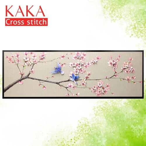 KAKA Cross stitch kits,5D Magpie Plum Flowers,Embroidery needlework sets with printed pattern,11CT canvas,Home Decor Painting