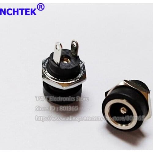 NCHTEK DC 5.5x2.1mm Female Power Supply Jack Socket Panel Mount Plug Adapter,2 Terminal Types Connector/Free shipping/50PCS