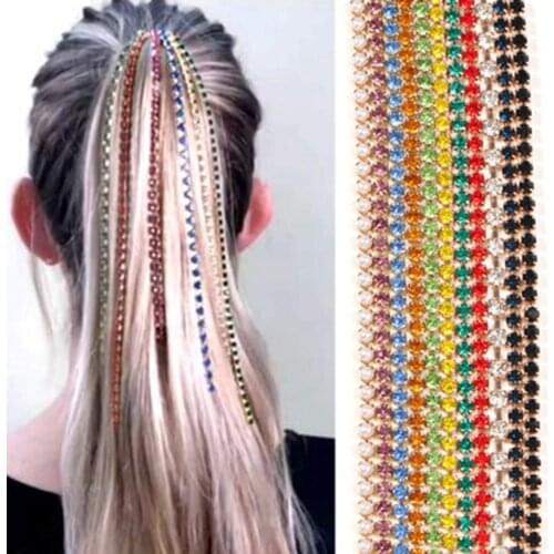 New Fashion Barrettes Chaine Wig Extension Chain Rhinestone Plated Fringe Hair Chains Temperament Headdress Female Chain Clips