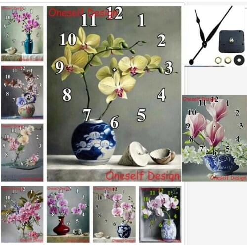 New 5d diamond painting with Mechanical clock flower 5d diamond embroidery clock diamond mosaic sale home decortion wall sticker