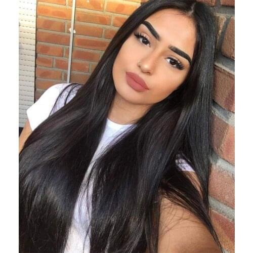 #2 Hair Color Silky Straight Synthetic Lace Front Wig 13x3 Heat Resistant Fiber Hair Wigs for Black Women 150% Density