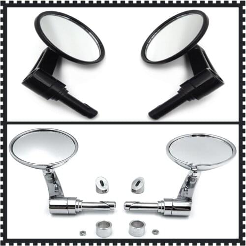 Aftermarket free shipping motorcycle parts 1Pair Chrome 22mm 25mm Round HandleBar End Mirror For Hond a Yamah a Sukuz i Cafe