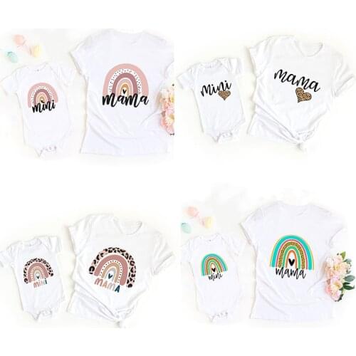 Rainbow Mother Daughter Matching Clothes Summer Family Outfits Mommy Shirts Baby Bodysuit Baby Girl Shower Gift New Mom Present