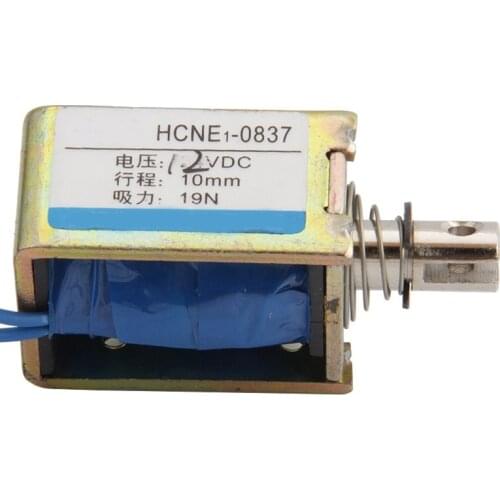 10W DC 12V 24V push&pull Type Frame electromagnet HCNE1-0837 travel distance 10mm Keepping Force 2kg with Adjustable nut
