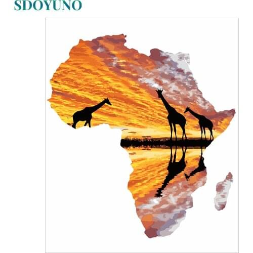 SDOYUNO Pictures By Numbers Africa 60x75cm Painting By Numbers DIY Frameless on canvas For Home Decor Digital Painting