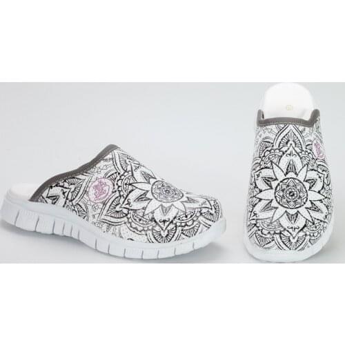 White Mandala Themed Orthopedic Light Base Sabo Slippers Nurse Slipper Hospital Slipper Doctor Slipper Gift Slippers