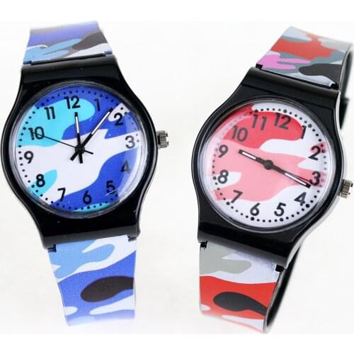 Sports Camouflage Children Watch Kids Rubber Quartz Wristwatch Fashion Students Military Clock Boys Girls Gift