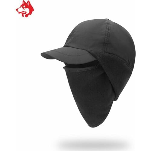 Outdoor Riding Warmer Hooded Face cover cap hiking camping Female & male Fleece coldproof Windproof black hiking cap hat