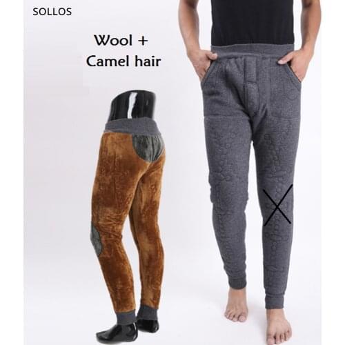 Camel hair wool merino warm leggings thermal underwear men pants thermo long johns merinos winter leggins man panty for mens gay