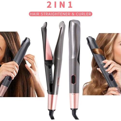 Hair Straightener and Curler 2 in 1 Straightening Curling Iron Tourmaline Wave Ceramic Twisted Ionic Flat Iron Women Styler