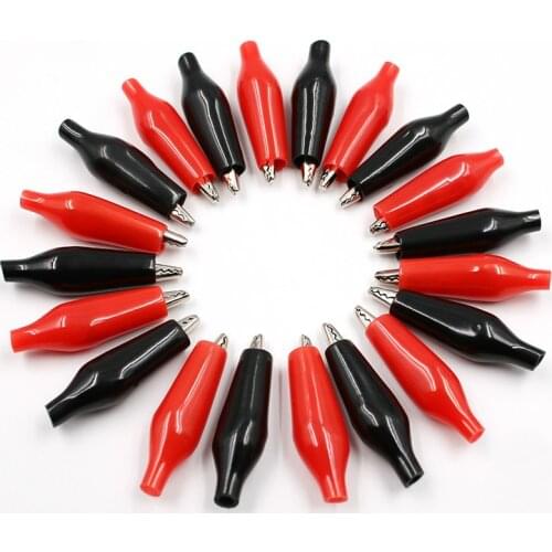 20pcs 28MM Metal Alligator Clip G98 Crocodile Electrical Clamp Testing Probe Meter Black Red with Plastic Boot Car Auto Battery