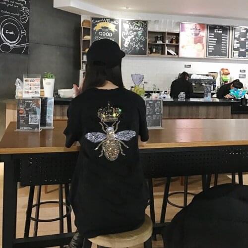 2020 New Summer Women T-shirt Cartoon Diamond stone top quality Tshirt Fashion Casual Loose designTshirt Female Cute Tee Woman O