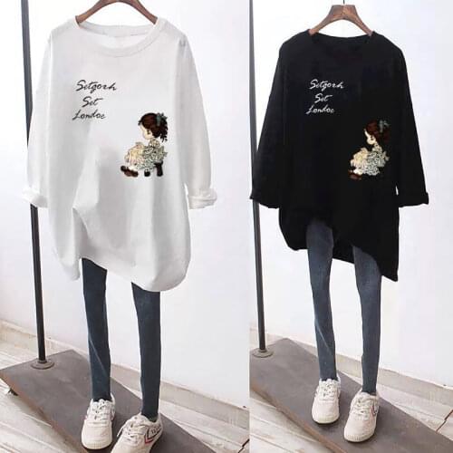 Woman Tshirts Large Size Womens Large Loose Long-Sleeved T-shirt Womens Top Ropa Mujer Camisetas