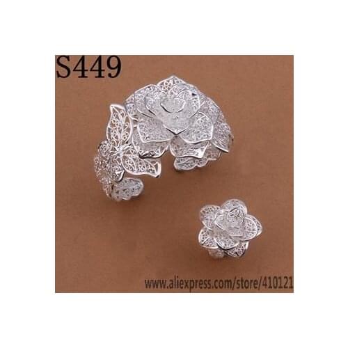 S449 Lucky Charm Silver Color Jewelry Sets For Women Fashion Jewelry Lady Accessories Fashion Bracelet Ring /djtambaa Hybaqpia