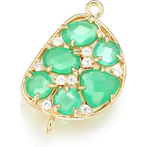 ZHUKOU 16*26mm Brass Cubic Zirconia crystal connectors DIY Jewelry Findings Accessories, Model: VS333 hole:1.2mm